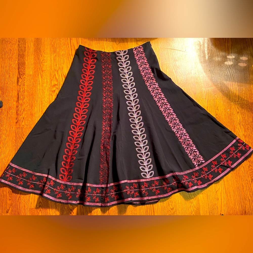 Y2K Embroidered Midi Skirt